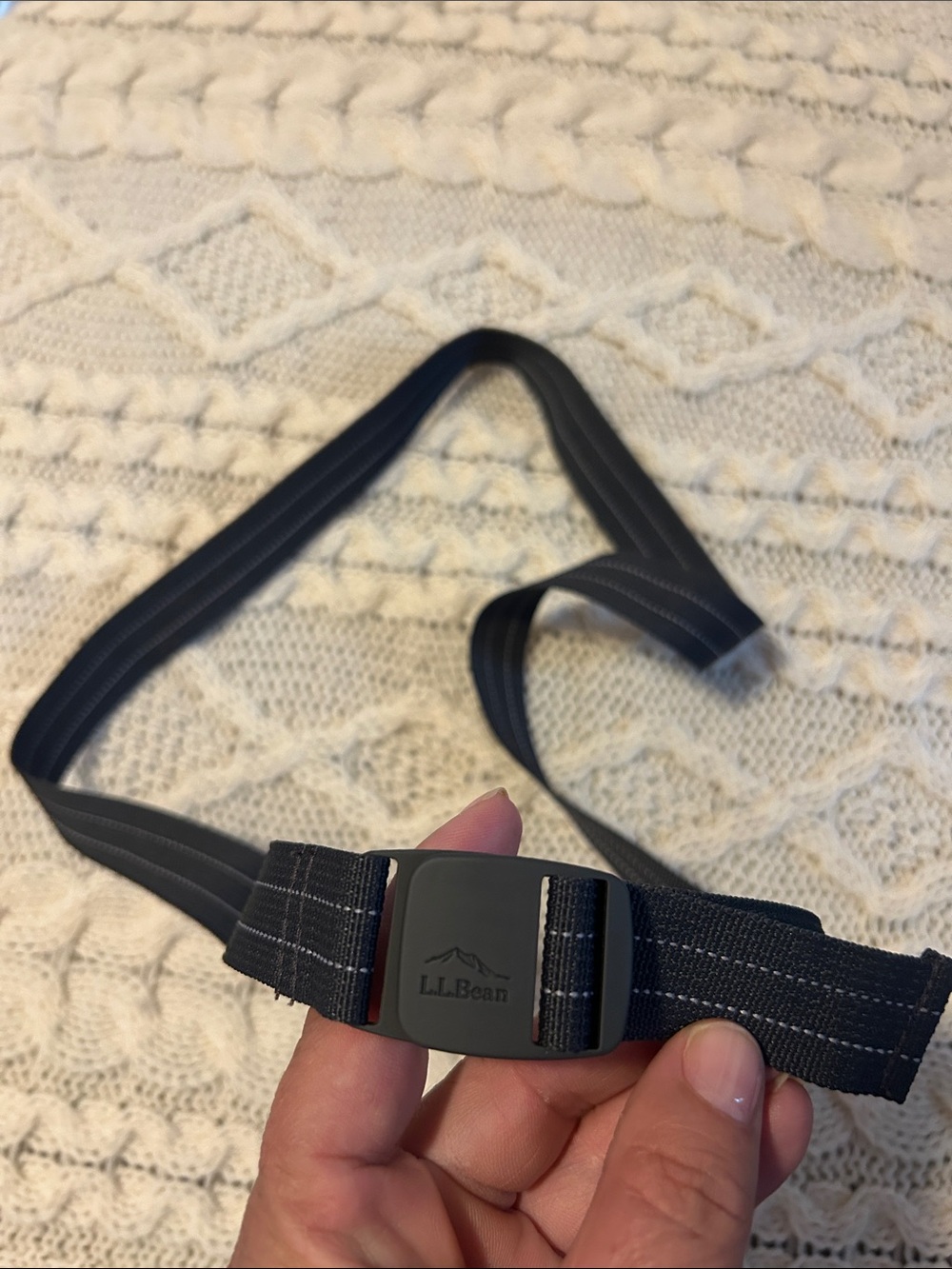 L.L. Bean Black Webbing Belt with Logo Buckle